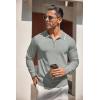 imageCOOFANDY Mens Knit Polo Shirt Long Sleeve Quarter Zip Polo Sweater Casual Golf Shirts Vintage Striped Collar PoloLight Grey