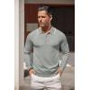 imageCOOFANDY Mens Knit Polo Shirt Long Sleeve Quarter Zip Polo Sweater Casual Golf Shirts Vintage Striped Collar PoloLight Grey