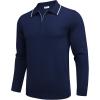 imageCOOFANDY Mens Knit Polo Shirt Long Sleeve Quarter Zip Polo Sweater Casual Golf Shirts Vintage Striped Collar PoloNavy Blue