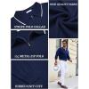 imageCOOFANDY Mens Knit Polo Shirt Long Sleeve Quarter Zip Polo Sweater Casual Golf Shirts Vintage Striped Collar PoloNavy Blue