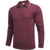 imageCOOFANDY Mens Knit Polo Shirt Long Sleeve Quarter Zip Polo Sweater Casual Golf Shirts Vintage Striped Collar PoloWine Red