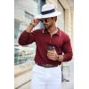 imageCOOFANDY Mens Knit Polo Shirt Long Sleeve Quarter Zip Polo Sweater Casual Golf Shirts Vintage Striped Collar PoloWine Red