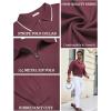 imageCOOFANDY Mens Knit Polo Shirt Long Sleeve Quarter Zip Polo Sweater Casual Golf Shirts Vintage Striped Collar PoloWine Red