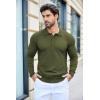 imageCOOFANDY Mens Knit Polo Shirts Casual Long Sleeve Classic Polo Shirts Button Down Golf ShirtsArmy Green