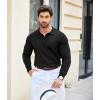 imageCOOFANDY Mens Knit Polo Shirts Casual Long Sleeve Classic Polo Shirts Button Down Golf ShirtsBlack