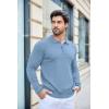 imageCOOFANDY Mens Knit Polo Shirts Casual Long Sleeve Classic Polo Shirts Button Down Golf ShirtsBlue
