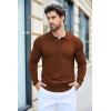 imageCOOFANDY Mens Knit Polo Shirts Casual Long Sleeve Classic Polo Shirts Button Down Golf ShirtsBrown