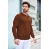 imageCOOFANDY Mens Knit Polo Shirts Casual Long Sleeve Classic Polo Shirts Button Down Golf ShirtsBrown