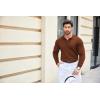 imageCOOFANDY Mens Knit Polo Shirts Casual Long Sleeve Classic Polo Shirts Button Down Golf ShirtsBrown
