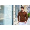 imageCOOFANDY Mens Knit Polo Shirts Casual Long Sleeve Classic Polo Shirts Button Down Golf ShirtsBrown