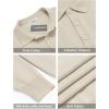 imageCOOFANDY Mens Knit Polo Shirts Casual Long Sleeve Classic Polo Shirts Button Down Golf ShirtsCream