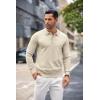 imageCOOFANDY Mens Knit Polo Shirts Casual Long Sleeve Classic Polo Shirts Button Down Golf ShirtsCream
