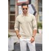 imageCOOFANDY Mens Knit Polo Shirts Casual Long Sleeve Classic Polo Shirts Button Down Golf ShirtsCream