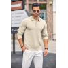 imageCOOFANDY Mens Knit Polo Shirts Casual Long Sleeve Classic Polo Shirts Button Down Golf ShirtsCream