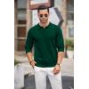 imageCOOFANDY Mens Knit Polo Shirts Casual Long Sleeve Classic Polo Shirts Button Down Golf ShirtsDark Green
