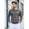 imageCOOFANDY Mens Knit Polo Shirts Casual Long Sleeve Classic Polo Shirts Button Down Golf ShirtsDark Grey