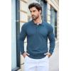imageCOOFANDY Mens Knit Polo Shirts Casual Long Sleeve Classic Polo Shirts Button Down Golf ShirtsDenim Blue