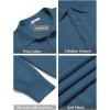 imageCOOFANDY Mens Knit Polo Shirts Casual Long Sleeve Classic Polo Shirts Button Down Golf ShirtsDenim Blue
