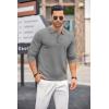 imageCOOFANDY Mens Knit Polo Shirts Casual Long Sleeve Classic Polo Shirts Button Down Golf ShirtsGrey
