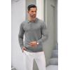 imageCOOFANDY Mens Knit Polo Shirts Casual Long Sleeve Classic Polo Shirts Button Down Golf ShirtsGrey