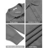 imageCOOFANDY Mens Knit Polo Shirts Casual Long Sleeve Classic Polo Shirts Button Down Golf ShirtsGrey