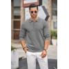 imageCOOFANDY Mens Knit Polo Shirts Casual Long Sleeve Classic Polo Shirts Button Down Golf ShirtsGrey