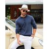 imageCOOFANDY Mens Knit Polo Shirts Casual Long Sleeve Classic Polo Shirts Button Down Golf ShirtsHerringbone Blue