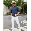 imageCOOFANDY Mens Knit Polo Shirts Casual Long Sleeve Classic Polo Shirts Button Down Golf ShirtsHerringbone Blue