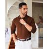 imageCOOFANDY Mens Knit Polo Shirts Casual Long Sleeve Classic Polo Shirts Button Down Golf ShirtsHerringbone Brown