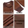 imageCOOFANDY Mens Knit Polo Shirts Casual Long Sleeve Classic Polo Shirts Button Down Golf ShirtsHerringbone Brown