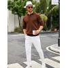 imageCOOFANDY Mens Knit Polo Shirts Casual Long Sleeve Classic Polo Shirts Button Down Golf ShirtsHerringbone Brown