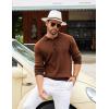 imageCOOFANDY Mens Knit Polo Shirts Casual Long Sleeve Classic Polo Shirts Button Down Golf ShirtsHerringbone Brown