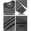 imageCOOFANDY Mens Knit Polo Shirts Casual Long Sleeve Classic Polo Shirts Button Down Golf ShirtsHerringbone Grey