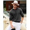 imageCOOFANDY Mens Knit Polo Shirts Casual Long Sleeve Classic Polo Shirts Button Down Golf ShirtsHerringbone Grey