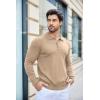 imageCOOFANDY Mens Knit Polo Shirts Casual Long Sleeve Classic Polo Shirts Button Down Golf ShirtsKhaki