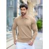 imageCOOFANDY Mens Knit Polo Shirts Casual Long Sleeve Classic Polo Shirts Button Down Golf ShirtsKhaki