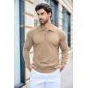 imageCOOFANDY Mens Knit Polo Shirts Casual Long Sleeve Classic Polo Shirts Button Down Golf ShirtsKhaki