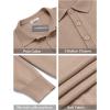 imageCOOFANDY Mens Knit Polo Shirts Casual Long Sleeve Classic Polo Shirts Button Down Golf ShirtsKhaki