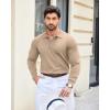 imageCOOFANDY Mens Knit Polo Shirts Casual Long Sleeve Classic Polo Shirts Button Down Golf ShirtsKhaki