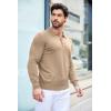 imageCOOFANDY Mens Knit Polo Shirts Casual Long Sleeve Classic Polo Shirts Button Down Golf ShirtsKhaki