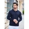 imageCOOFANDY Mens Knit Polo Shirts Casual Long Sleeve Classic Polo Shirts Button Down Golf ShirtsNavy Blue