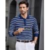 imageCOOFANDY Mens Knit Polo Shirts Casual Long Sleeve Classic Polo Shirts Button Down Golf ShirtsNavy Stripes