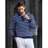 imageCOOFANDY Mens Knit Polo Shirts Casual Long Sleeve Classic Polo Shirts Button Down Golf ShirtsNavy Stripes
