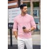 imageCOOFANDY Mens Knit Polo Shirts Casual Long Sleeve Classic Polo Shirts Button Down Golf ShirtsPink