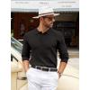 imageCOOFANDY Mens Knit Polo Shirts Casual Long Sleeve Classic Polo Shirts Button Down Golf ShirtsRibbed Black