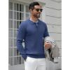 imageCOOFANDY Mens Knit Polo Shirts Casual Long Sleeve Classic Polo Shirts Button Down Golf ShirtsRibbed Blue