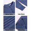 imageCOOFANDY Mens Knit Polo Shirts Casual Long Sleeve Classic Polo Shirts Button Down Golf ShirtsRibbed Blue