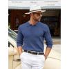 imageCOOFANDY Mens Knit Polo Shirts Casual Long Sleeve Classic Polo Shirts Button Down Golf ShirtsRibbed Blue