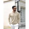imageCOOFANDY Mens Knit Polo Shirts Casual Long Sleeve Classic Polo Shirts Button Down Golf ShirtsRibbed Cream
