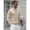imageCOOFANDY Mens Knit Polo Shirts Casual Long Sleeve Classic Polo Shirts Button Down Golf ShirtsRibbed Cream